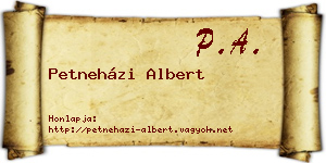 Petneházi Albert névjegykártya