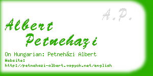 albert petnehazi business card